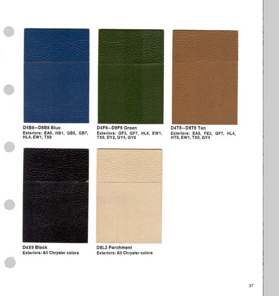 1972 Chrysler Color Trim Folder Page 24
